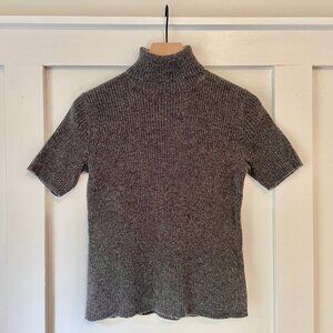Vintage Merino Wool Blend Ribbed Turtleneck | Size S | Charcoal Gray
